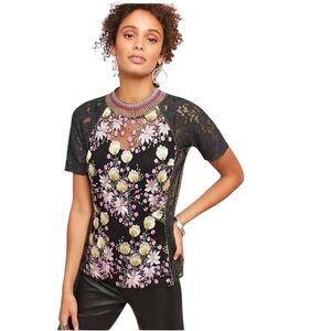 Byron Lars Beauty Mark Floral Lace Embroidered Blouse - Size 2